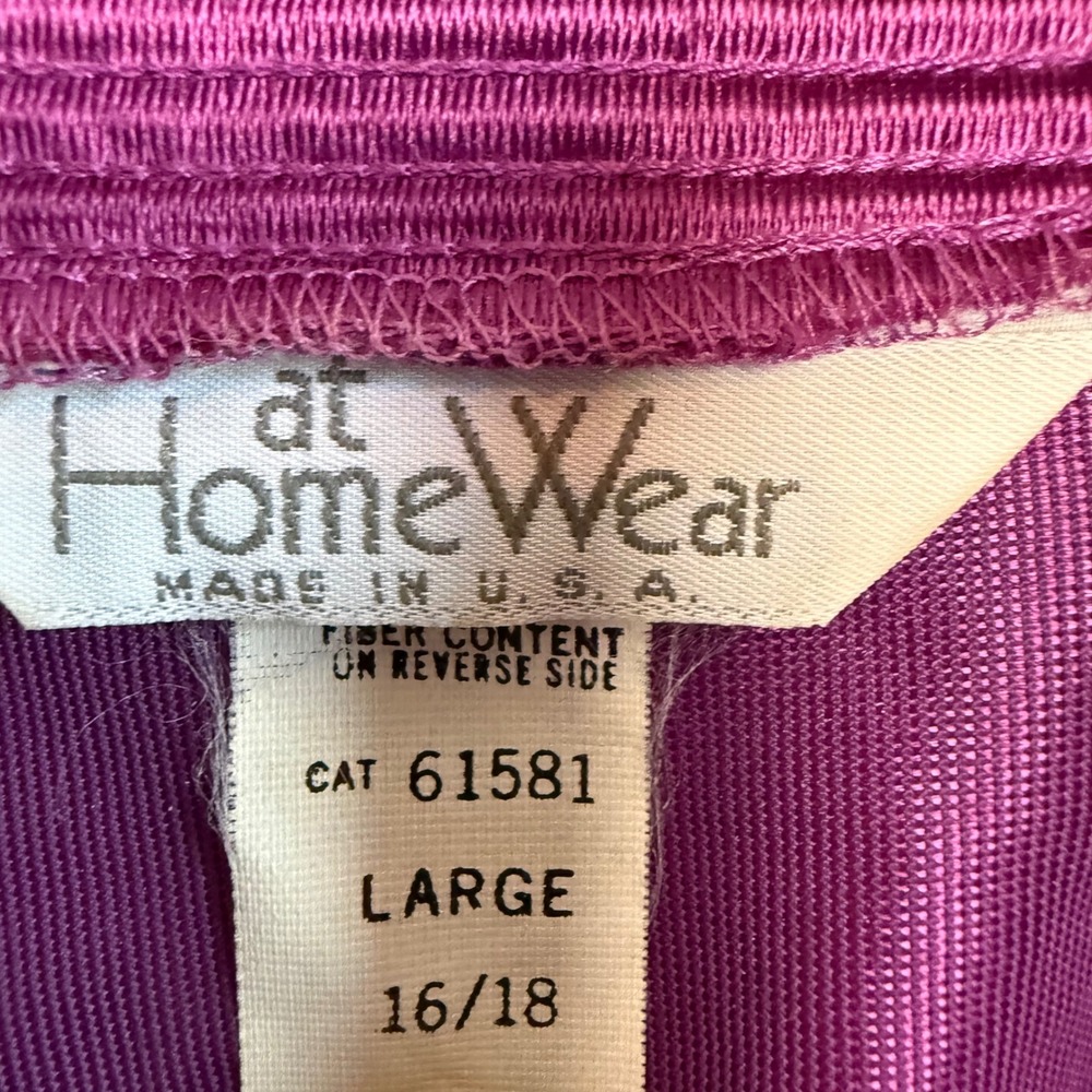 Homewear USA PJ Lounge Jumpsuit Women Large Purple Vintage 70s80s Wide Leg Satin - Picture 3 of 7